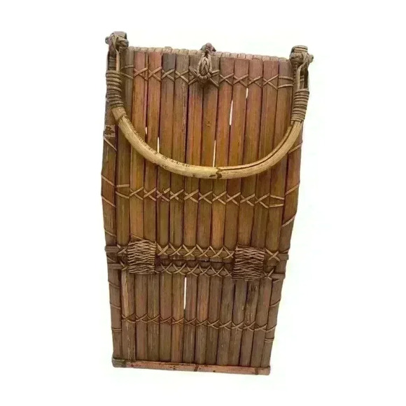 Unbranded Other - Vintage 2 Bottle Bamboo Wine Basket